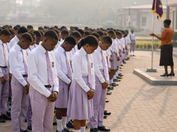 Students at school assembly